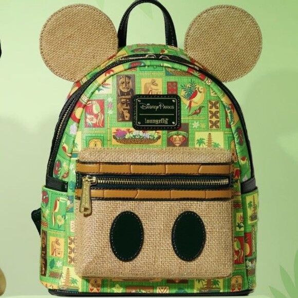 Disney Parks Loungefly Enchanted Tiki Room 2022 Green Mickey Icons Backpack NEW main image 4